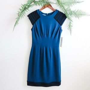 Maggy London Blue Stretch Fitted Sheath Dress